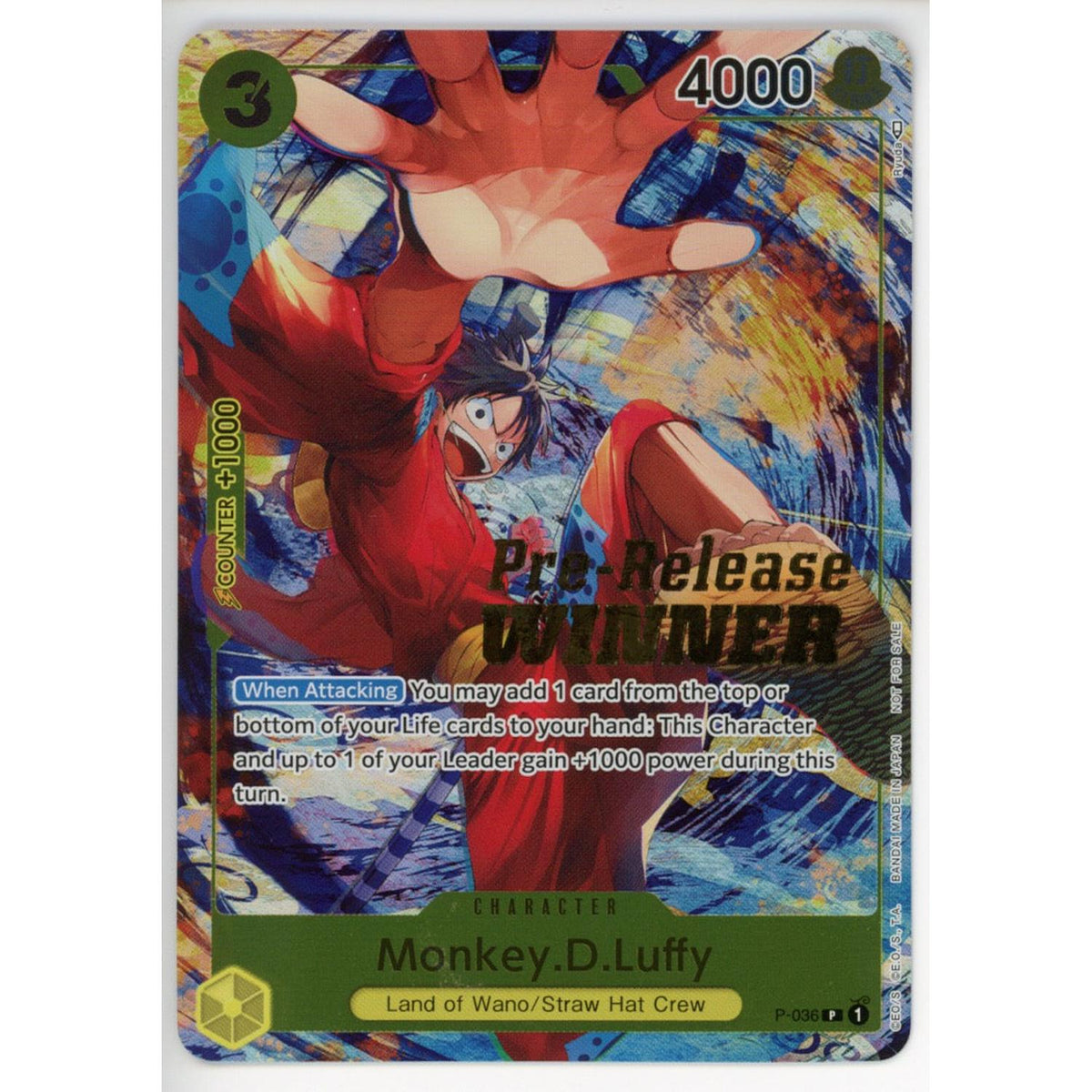 One Piece TCG One Piece Single: Monkey.D.Luffy (Pre-Release Tournament) (Winner) - (OP-Pr) NM