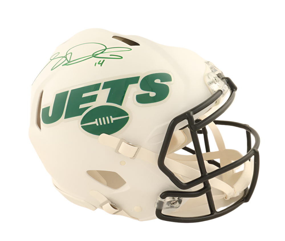Football Sam Darnold Autographed Signed Jets Full-Size Authentic On-Field Flat White Alternate Speed Helmet (Beckett)