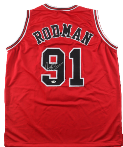 Basketball Dennis Rodman (Hof) Signed Autographed Red Custom Jersey (Jsa Coa)