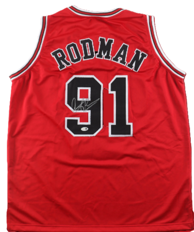 Basketball Dennis Rodman (Hof) Signed Autographed Red Custom Jersey (Jsa Coa)