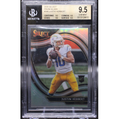 Sports Panini 2020 Panini Select - Justin Herbert - Silver Field Level- BGS 9.5