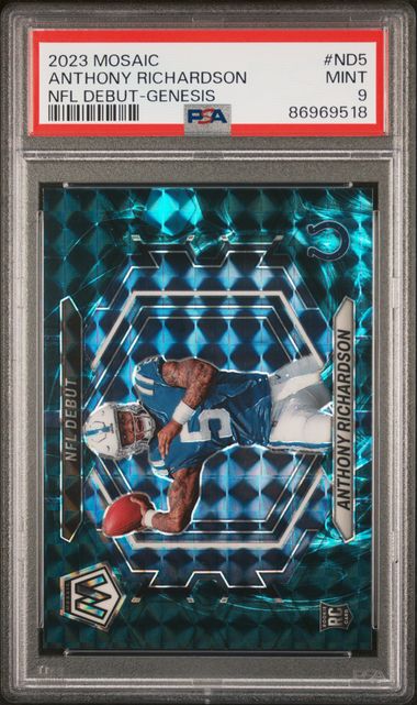 Sports Panini 2023 Panini Mosaic - Anthony Richardson Nd-5 - Genesis - PSA 9