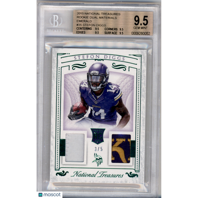 Football Panini 2015 Panini National Treasures Rookie Dual Materials Emerald Stefon Diggs #35 BGS 9.5
