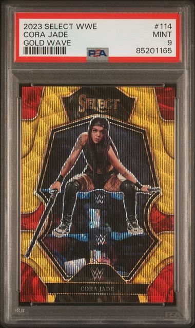 WWE Wrestling Panini 2023 Panini Select WWE - Cora Jade 114 - Gold Wave /10 - PSA 9