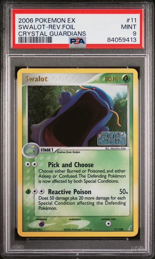 Pokémon PSA 9 Swalot-Rev.Foil Crystal Guardians