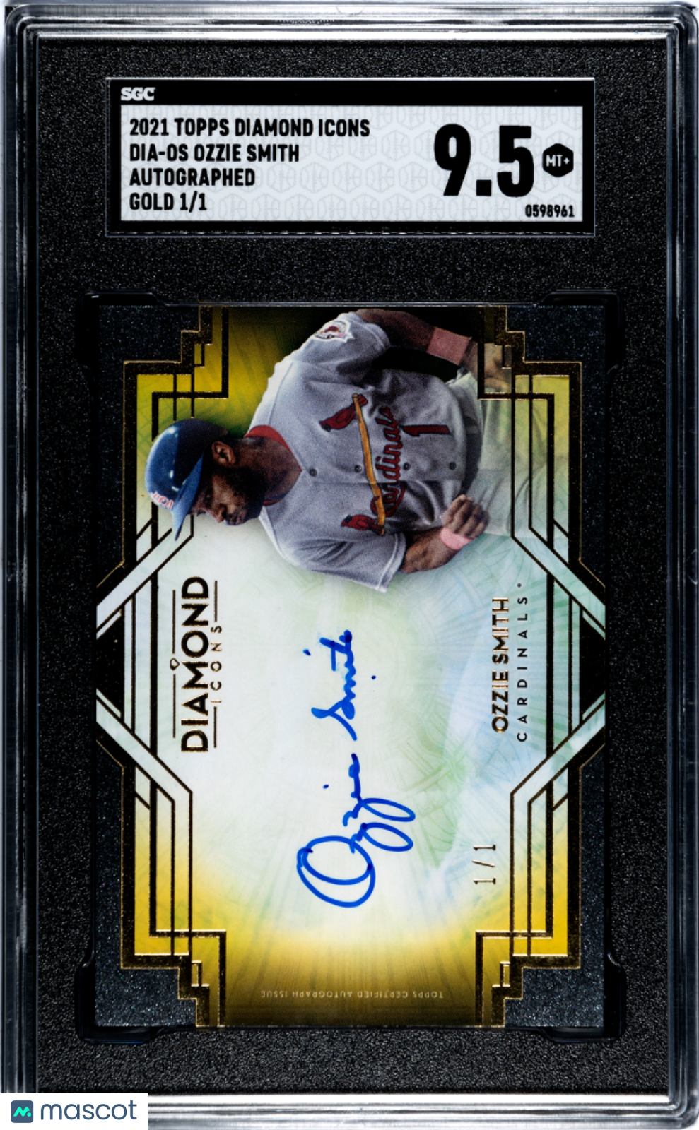 2021 Topps Diamond Icons Ozzie Smith #Dia-Os Autograph Gold Sgc 9.5