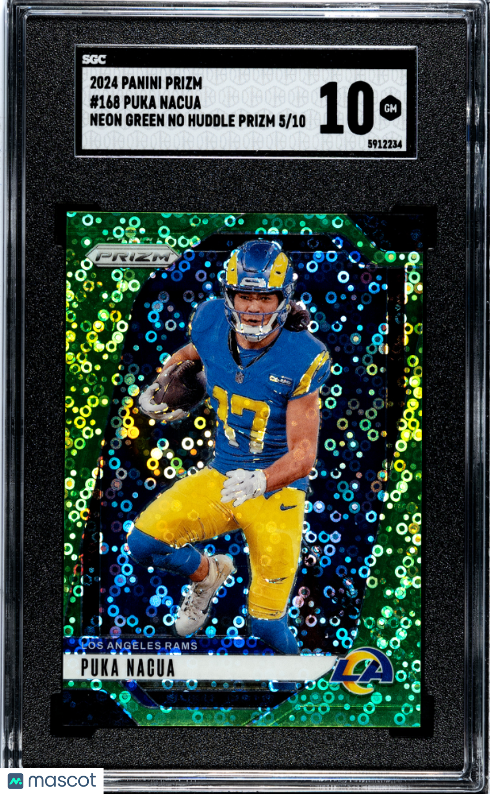 2024 Panini Prizm Puka Nacua #168 Neon Green No Huddle Sgc 10