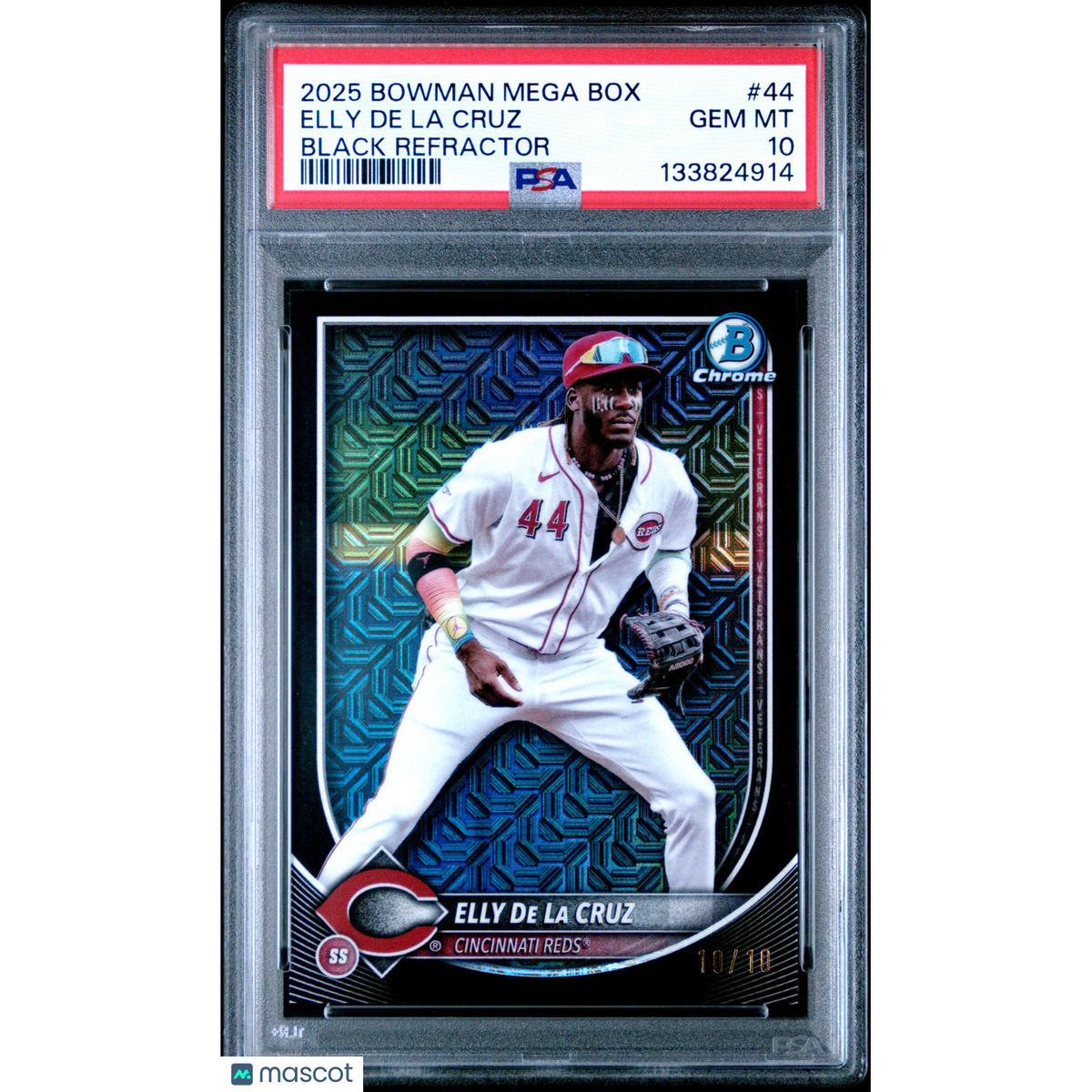 Baseball Bowman 2025 Bowman Mega Box Chrome Elly De La Cruz #44 Black Refractor PSA 10