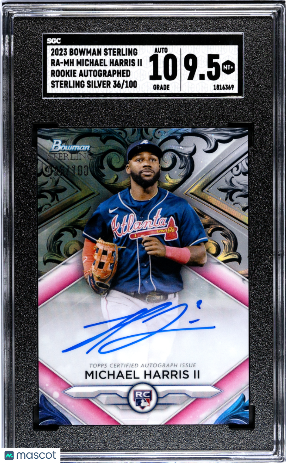 2023 Bowman  Michael Harris Ii #Ra-Mh Rk. Auto Silver Refractor Sgc 9.5 Auto 10