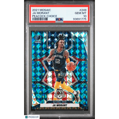 Basketball Panini 2021 Panini Mosaic Ja Morant #249 Peacock Choice PSA 10