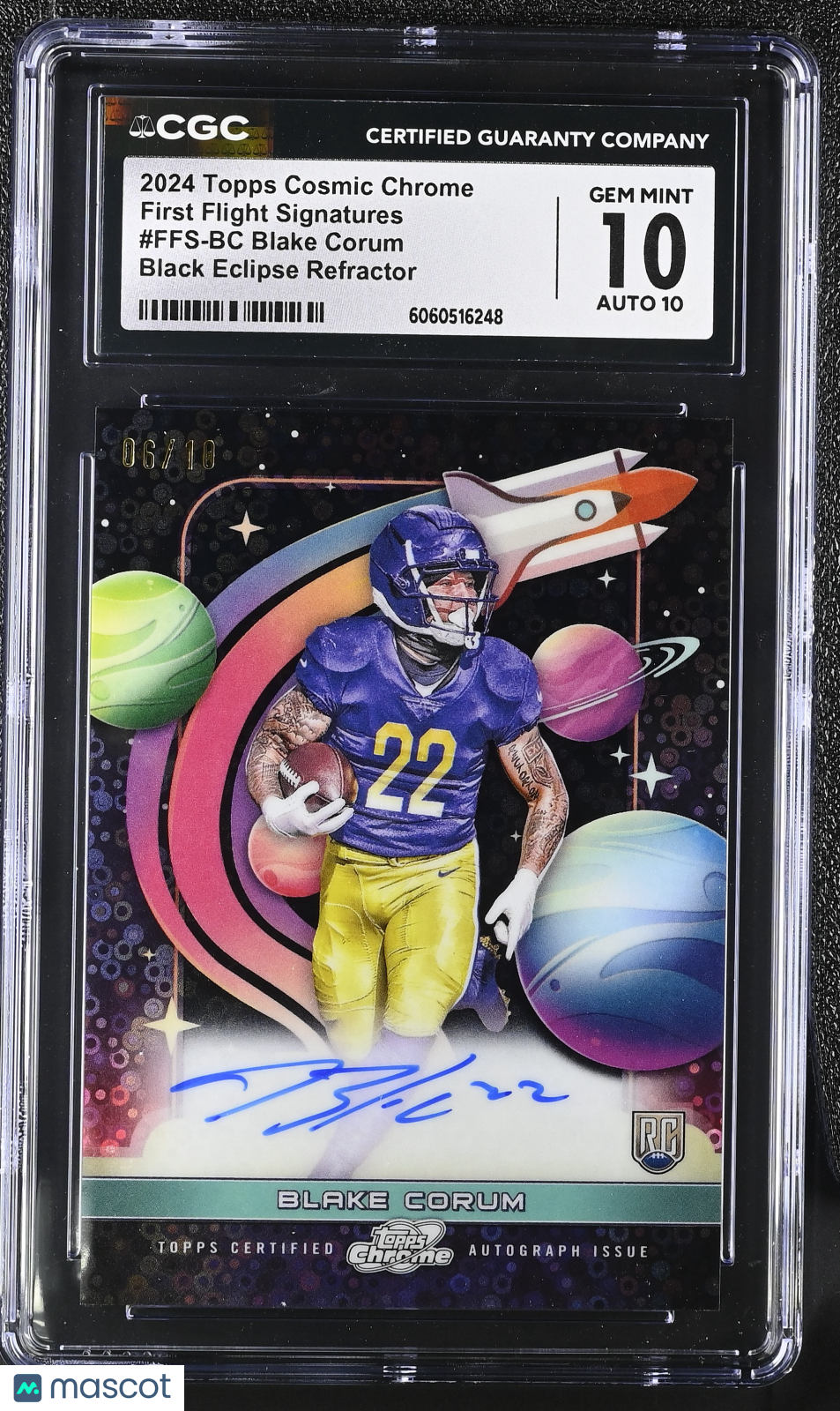 2024 Topps Cosmic  Blake Corum #Ffs-Bc Black Eclipse /10   CGC 10 Auto 10