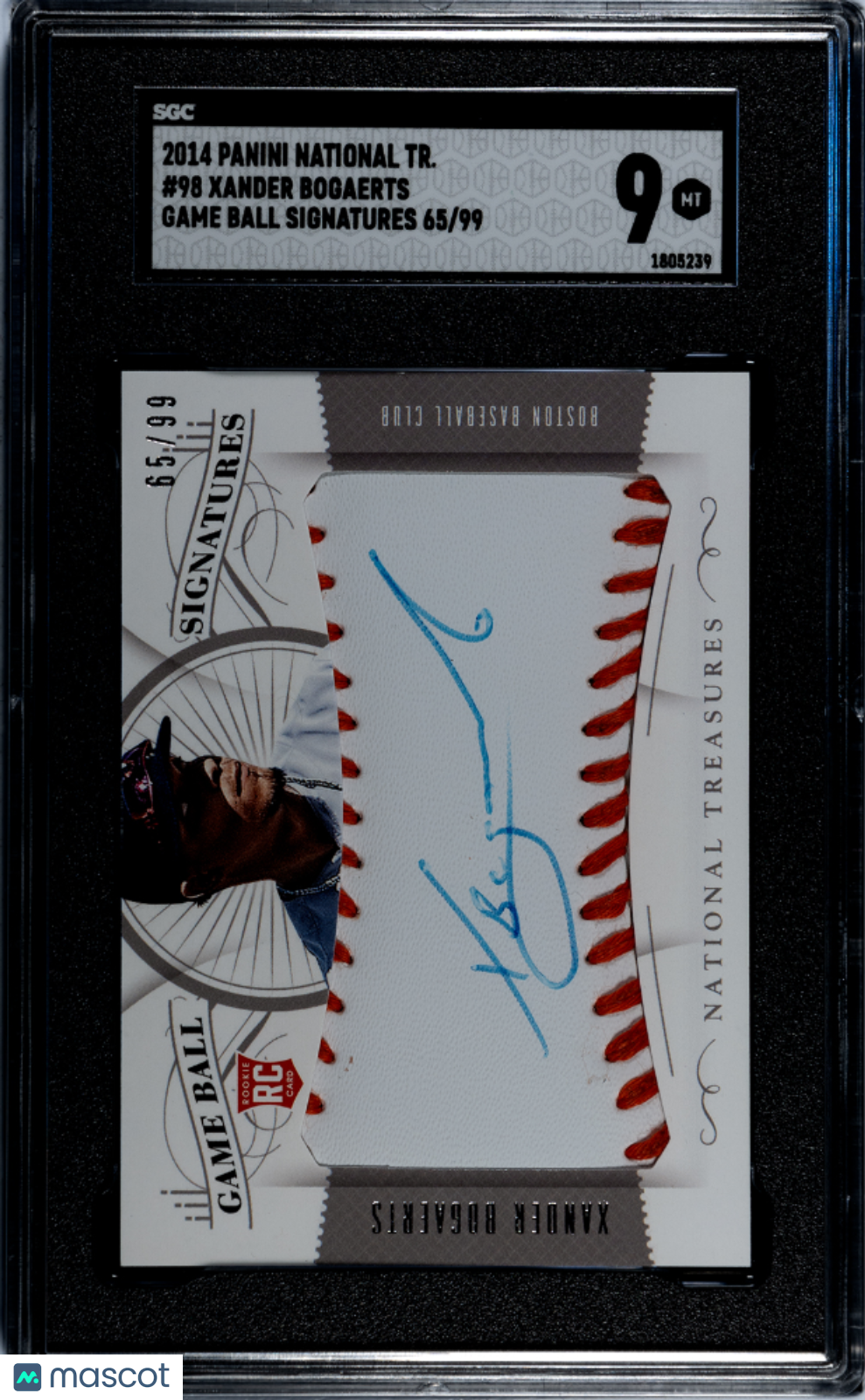 2014 Panini National Treasures Xander Bogaerts #98 Game Ball Sigs. Sgc 9