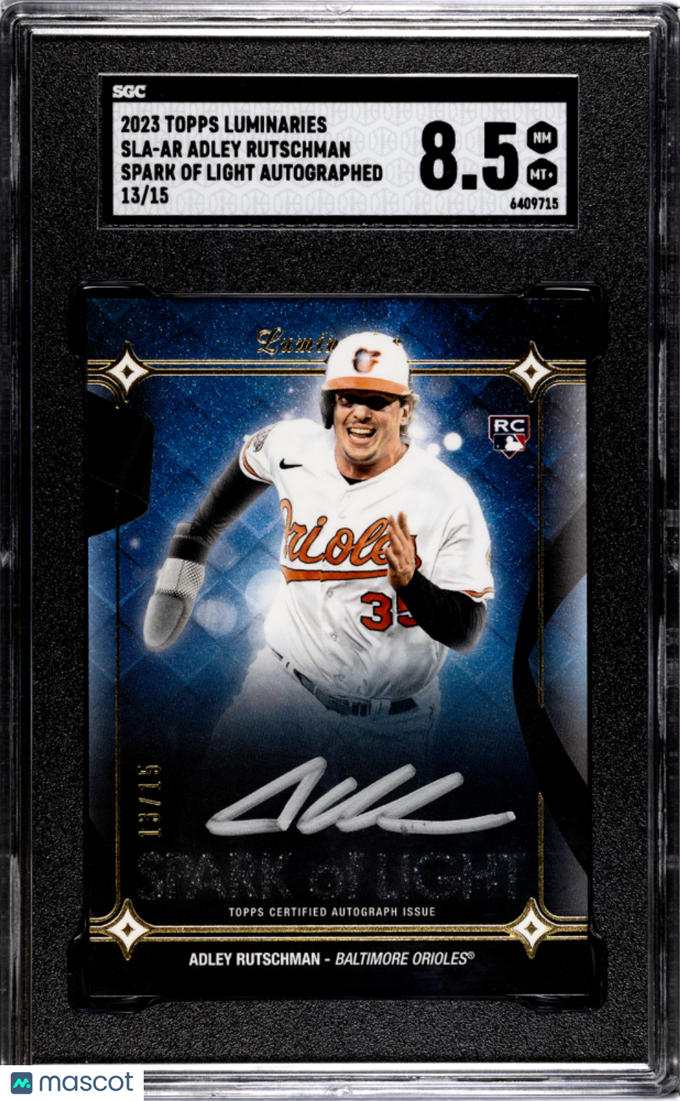 2023 Topps Luminaries Adley Rutschman #Sla-Ar Spark Of Light Autograph Sgc 8.5