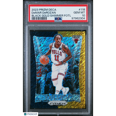 Basketball Panini 2023 Panini Prizm Deca Demar Derozan #118 Black Gold Shimmer Fotl PSA 10