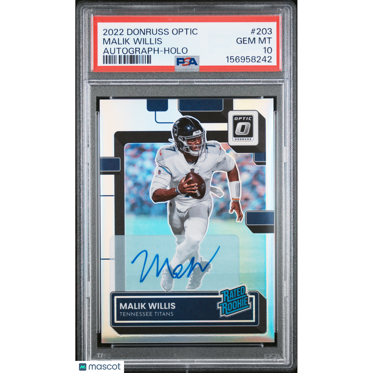 Football Panini 2022 Panini Donruss Optic Malik Willis #203 Autograph Holo PSA 10