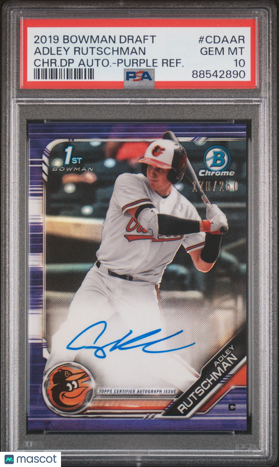 2019 Bowman Draft Chrome Auto Adley Rutschman #Cdaar Chr. Dp  170/250 PSA 10
