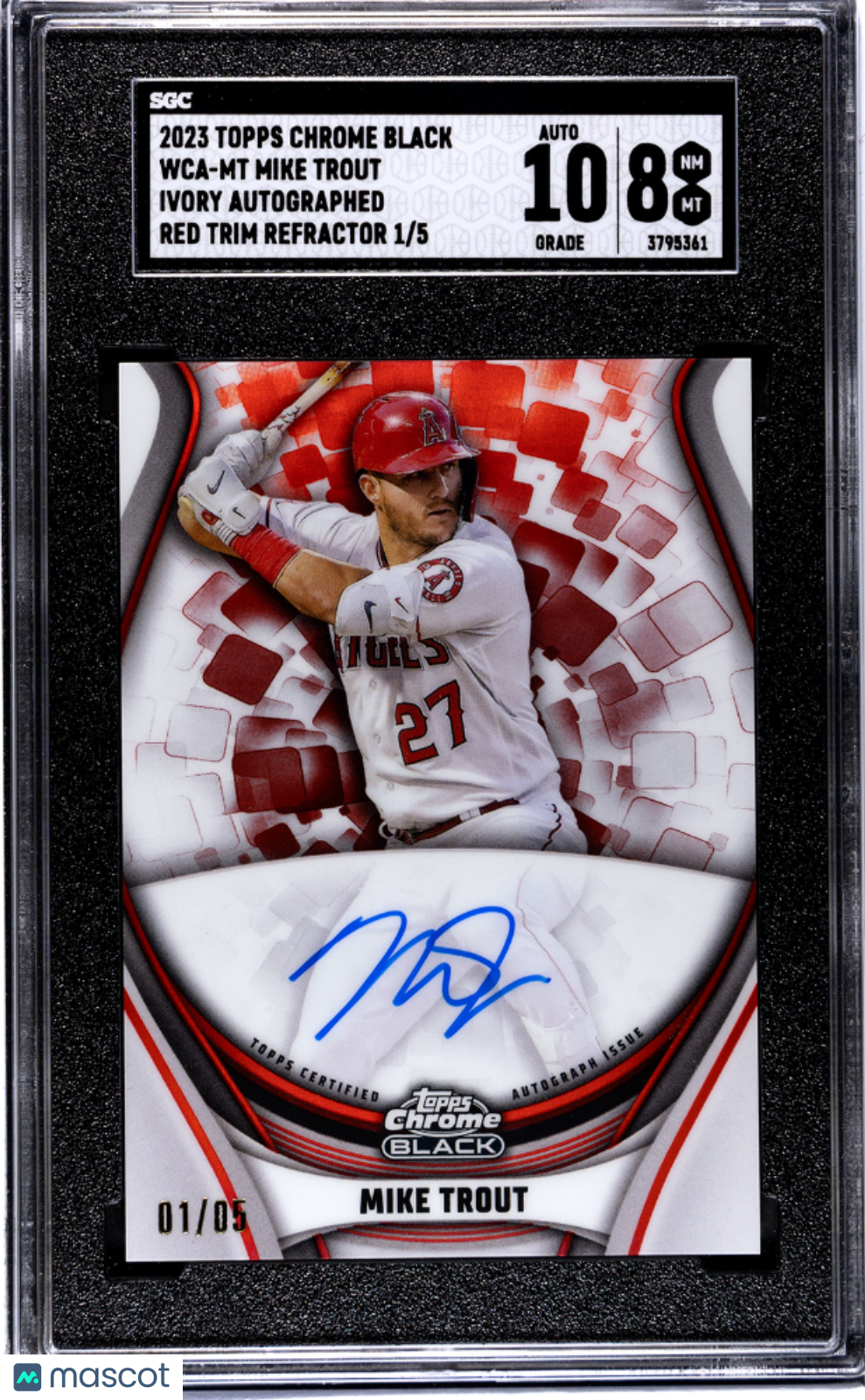 2023 Topps  Black Mike Trout #Wca-Mt Ivory Auto Red Trim Refractor Sgc Auto 10