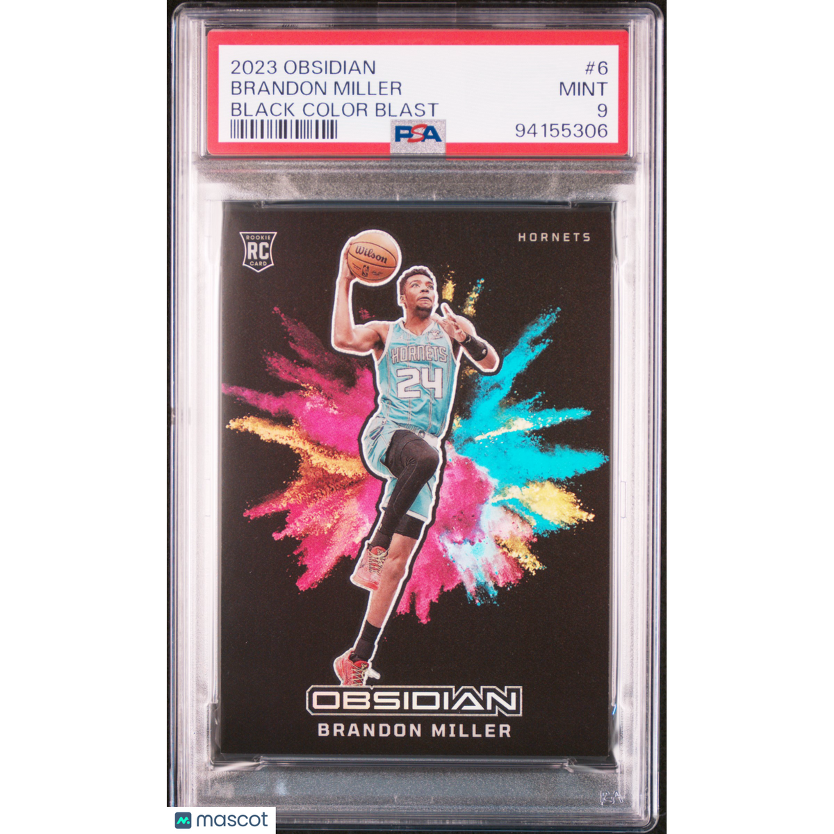 Basketball Panini 2023 Panini Obsidian Black Color Blast Brandon Miller #6 PSA 9