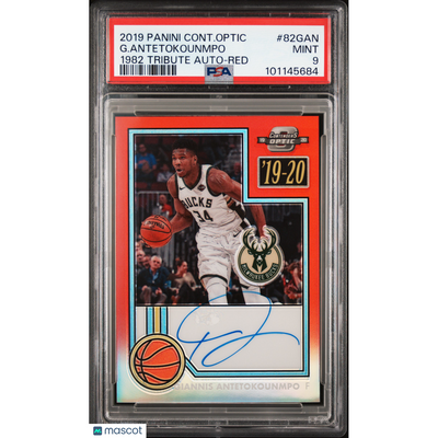 Basketball Panini 2019 Panini Contenders Optic 1982 Tribute Autographs G. Antetokounmpo #82gan Red PSA 9