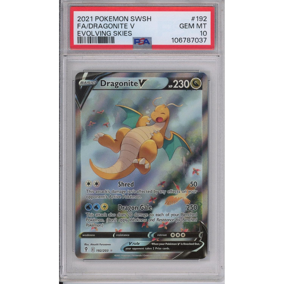 Pokémon Pokemon Graded: Dragonite V 192;/203 Evolving Skies (2021) Full Art Holo PSA 10