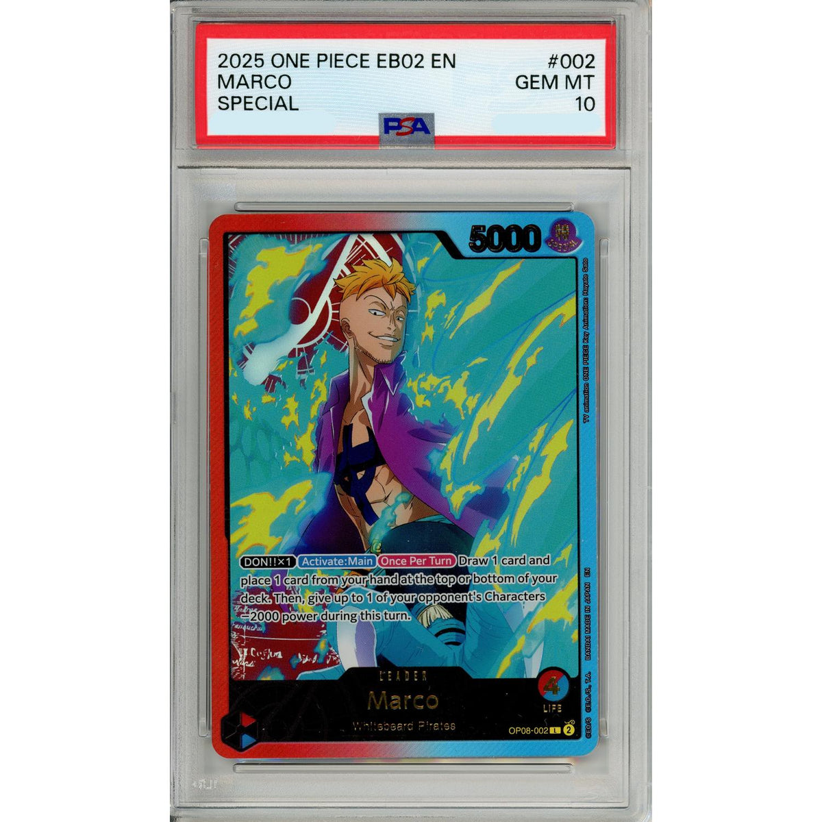 One Piece TCG One Piece Graded: Marco Op08-002 Special Leader (2025) PSA 10