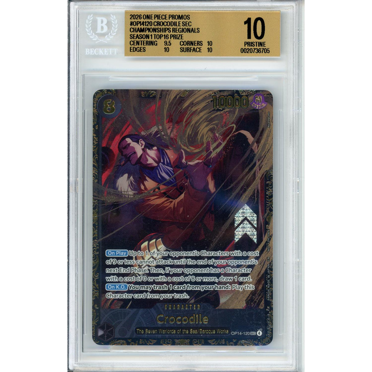 One Piece TCG One Piece Graded: Crocodile Op14-120 Official Event Top Prize (2026) Beckett 10