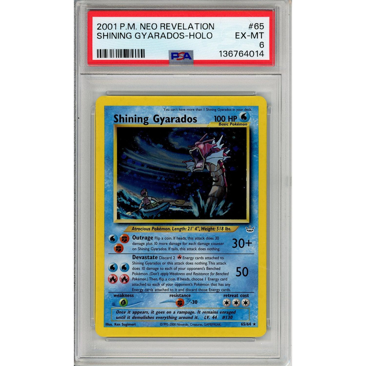 Pokémon Pokemon Graded: Shining Gyarados 65/64 Neo Revelation (2001) Holo PSA 6