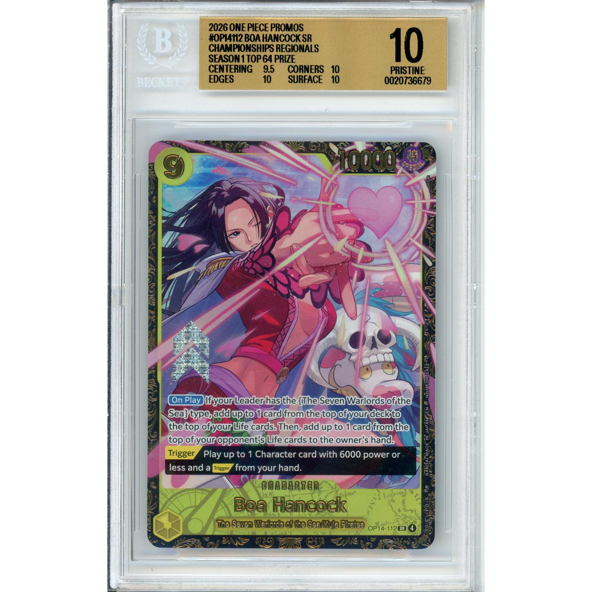 One Piece TCG One Piece Graded: Boa Hancock Op14-112 Championship Top 64 (2026) Beckett 10