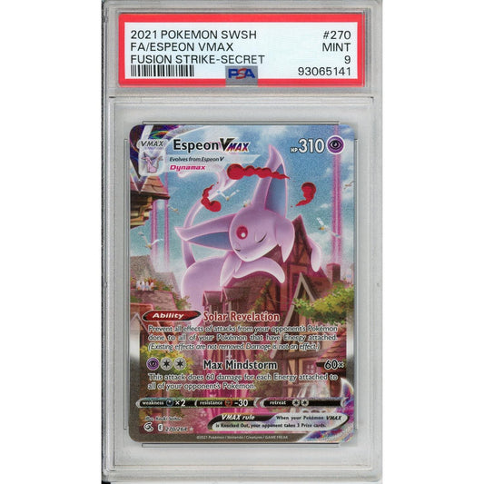 Pokémon Pokemon Graded: Espeon VMAX 270/264 Fusion Strike (2021) Secret Rare PSA 9
