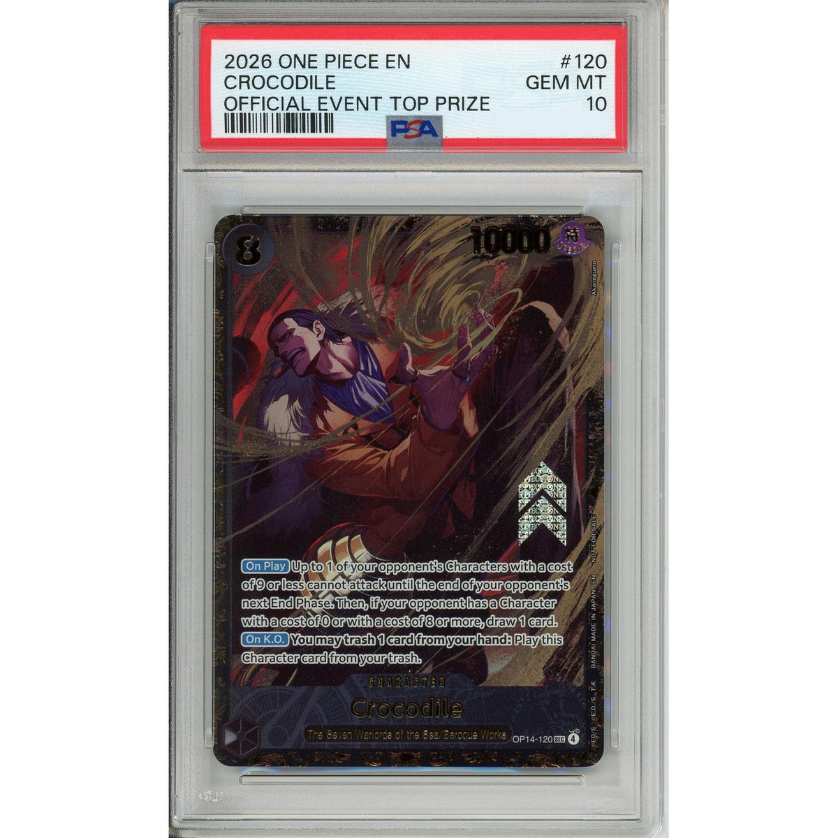 One Piece TCG One Piece Graded: Crocodile Op14-120 Official Event Top Prize (2026) PSA 10