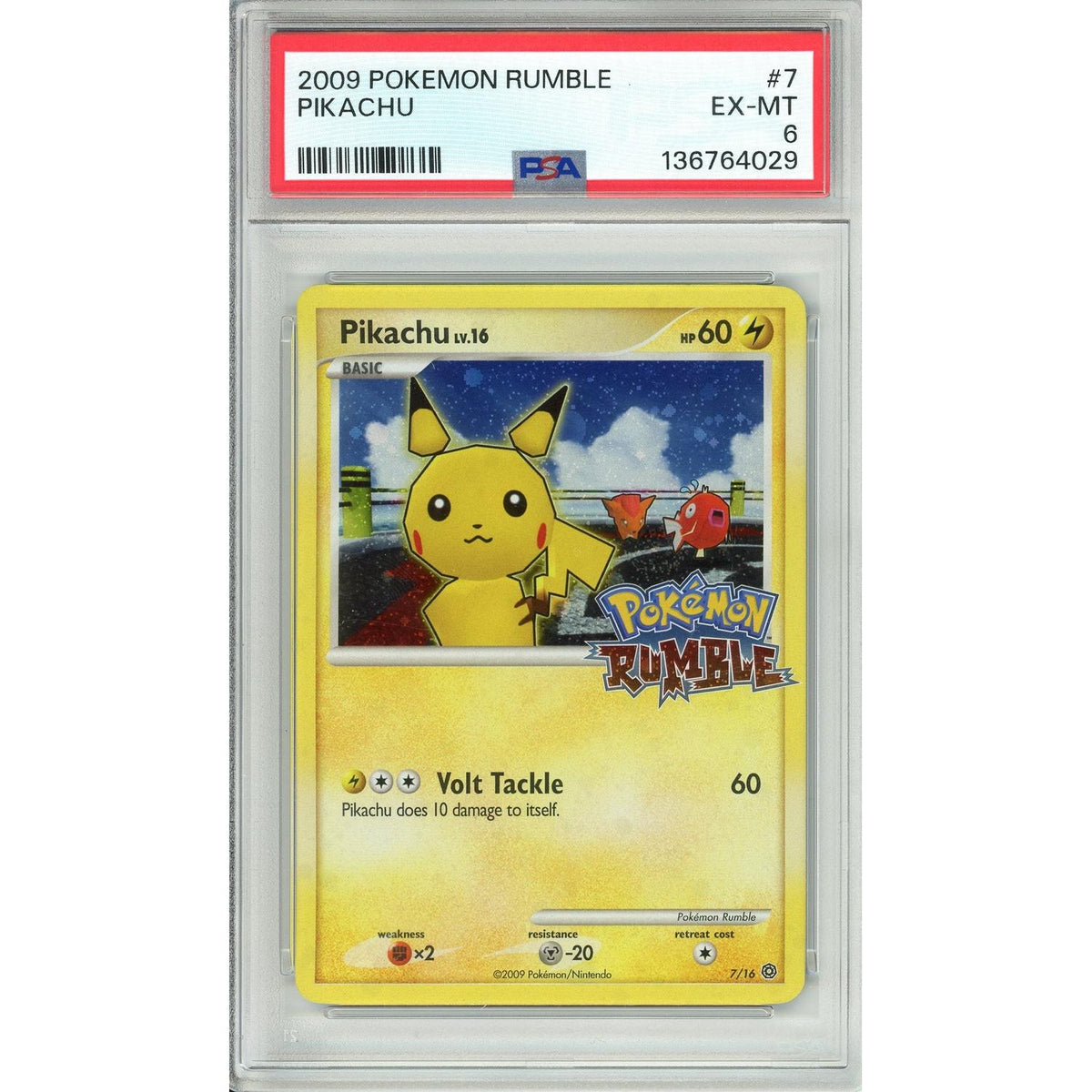 Pokémon Pokemon Graded: Pikachu 7/16 Pokemon Rumble (2009) Holo PSA 6