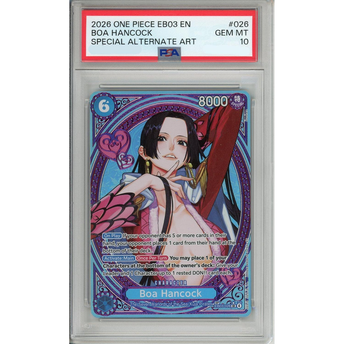 One Piece TCG One Piece Graded: Boa Hancock Eb03-026 Special Alternate Art PSA 10