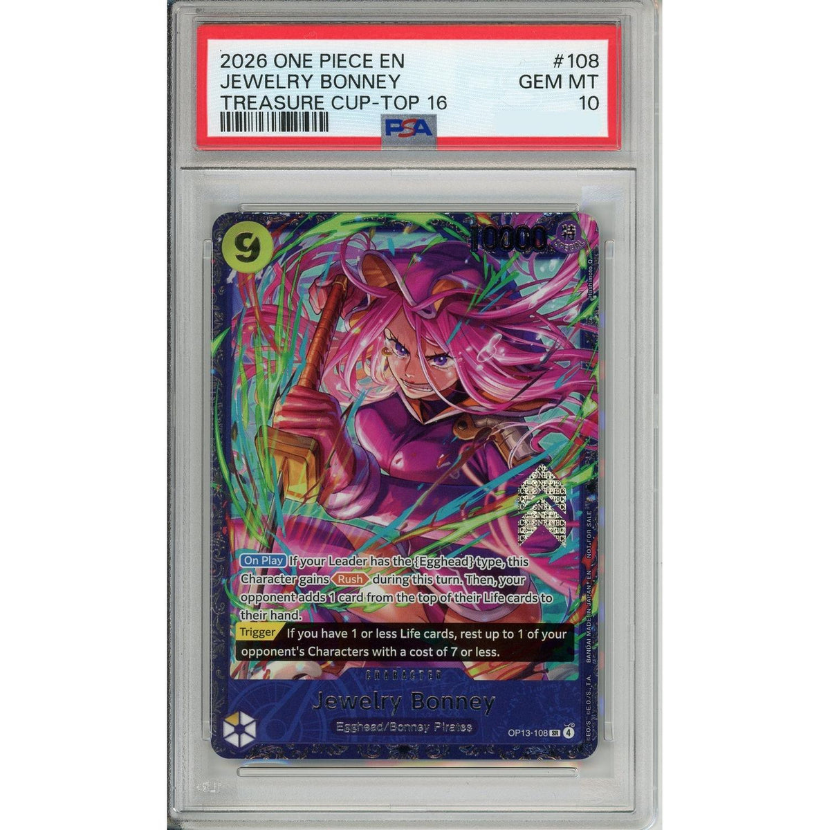 One Piece Graded: Jewelry Bonney Op13-108 Treasure Cup Top 16 (2026) PSA 10