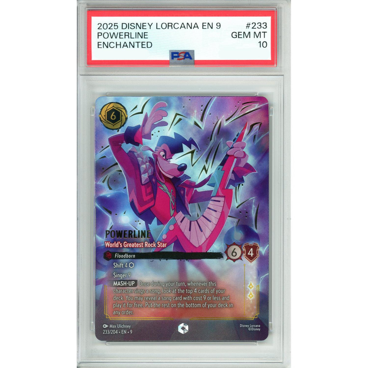 Disney Lorcana Lorcana Graded: Powerline World'S Greatest Rockstar 233/204 Enchanted (2025) PSA 10