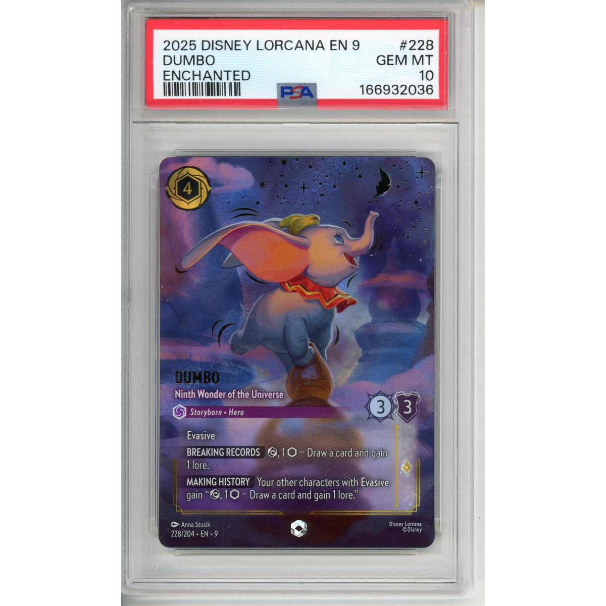 Disney Lorcana Lorcana Graded: Dumbo Enchanted #228 PSA 10