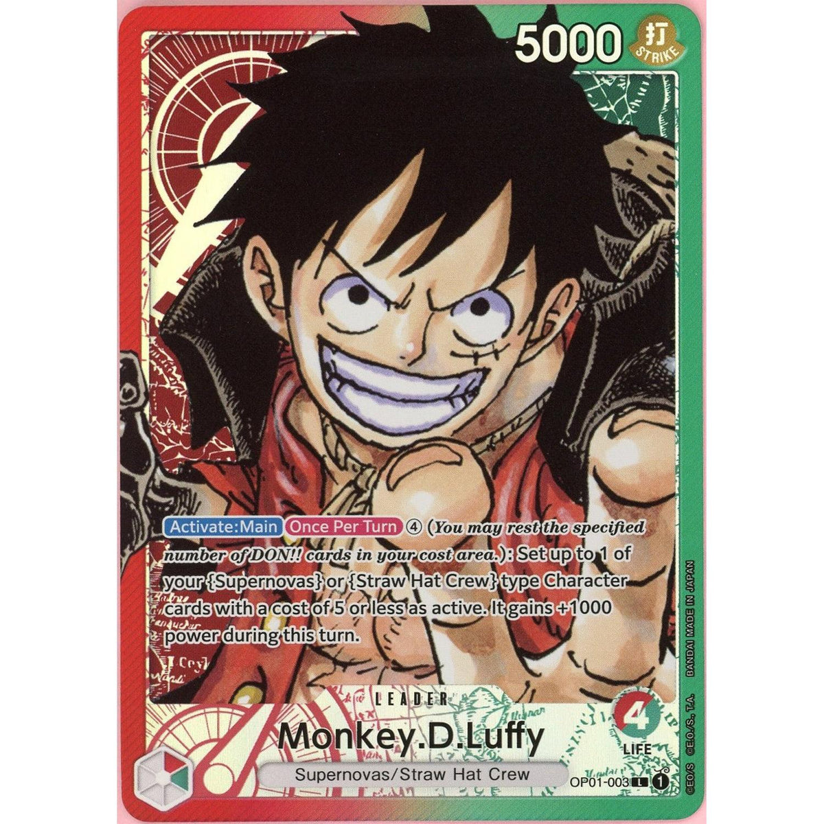 One Piece Single: Monkey D. Luffy Op01-003 Romance Dawn Leader Alt Art Nm