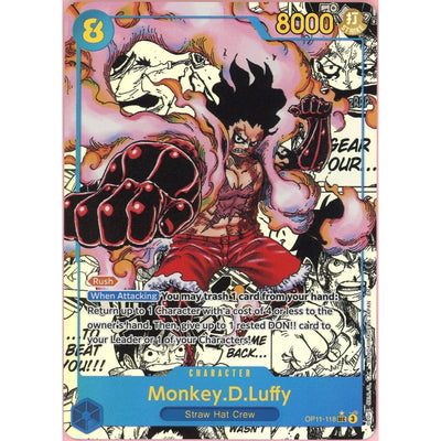 One Piece TCG One Piece Single: Monkey D. Luffy Alt Art Manga Op11-118 A Fist Of Divine Speed NM