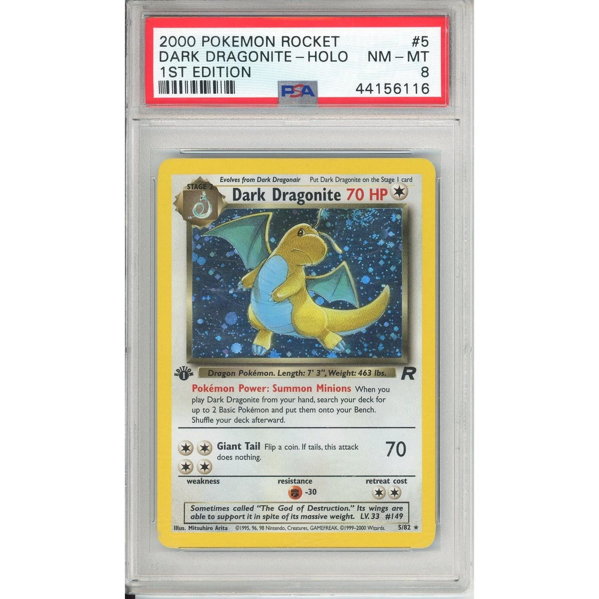 Pokemon Graded: Dark Dragonite 1St Edition 5/82 Team Rocket (2000) Holo PSA 8
