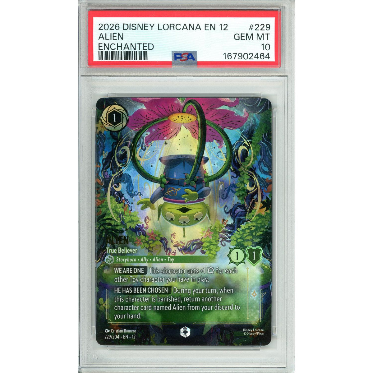 Disney Lorcana Lorcana Graded: Alien True Believer 229/204 Enchanted (2026) PSA 10