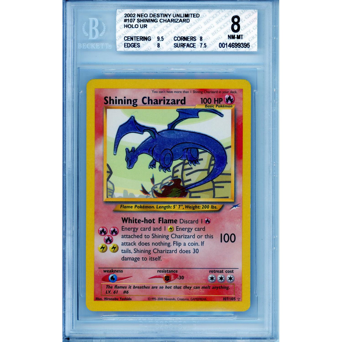 Pokémon Pokemon Graded: Shining Charizard 107/105 Neo Destiny (2002) Beckett 8