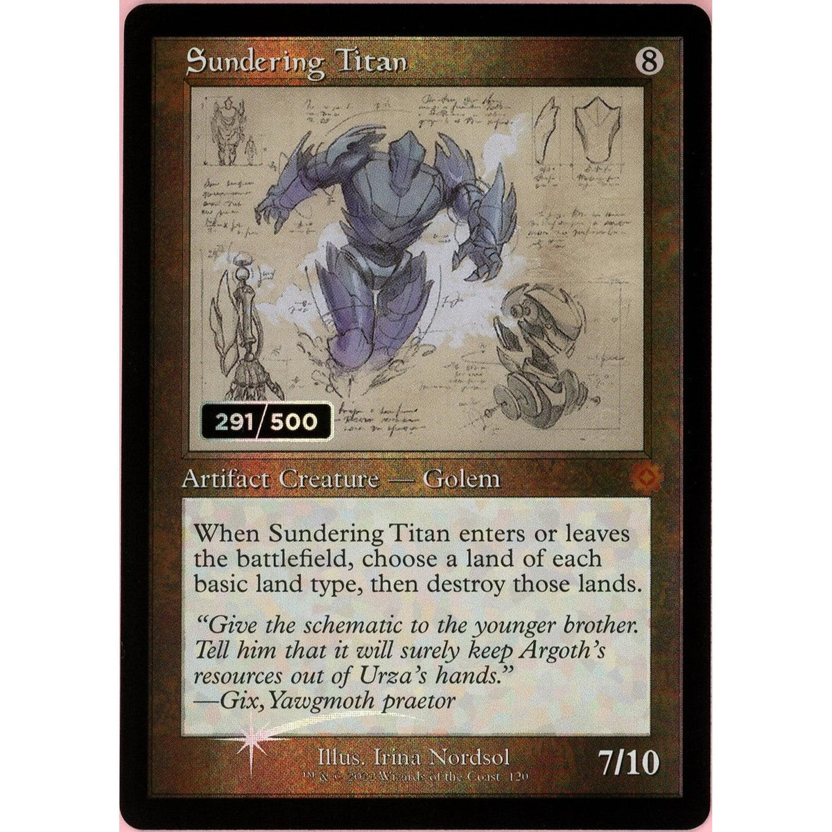 Magic The Gathering MTG Single: Sundering Titan Serialized 291/500 Brother'S War Retro Artifacts NM