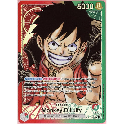 One Piece TCG One Piece Single: Monkey D. Luffy Leader Alt Art Op01-003 Romance Dawn NM
