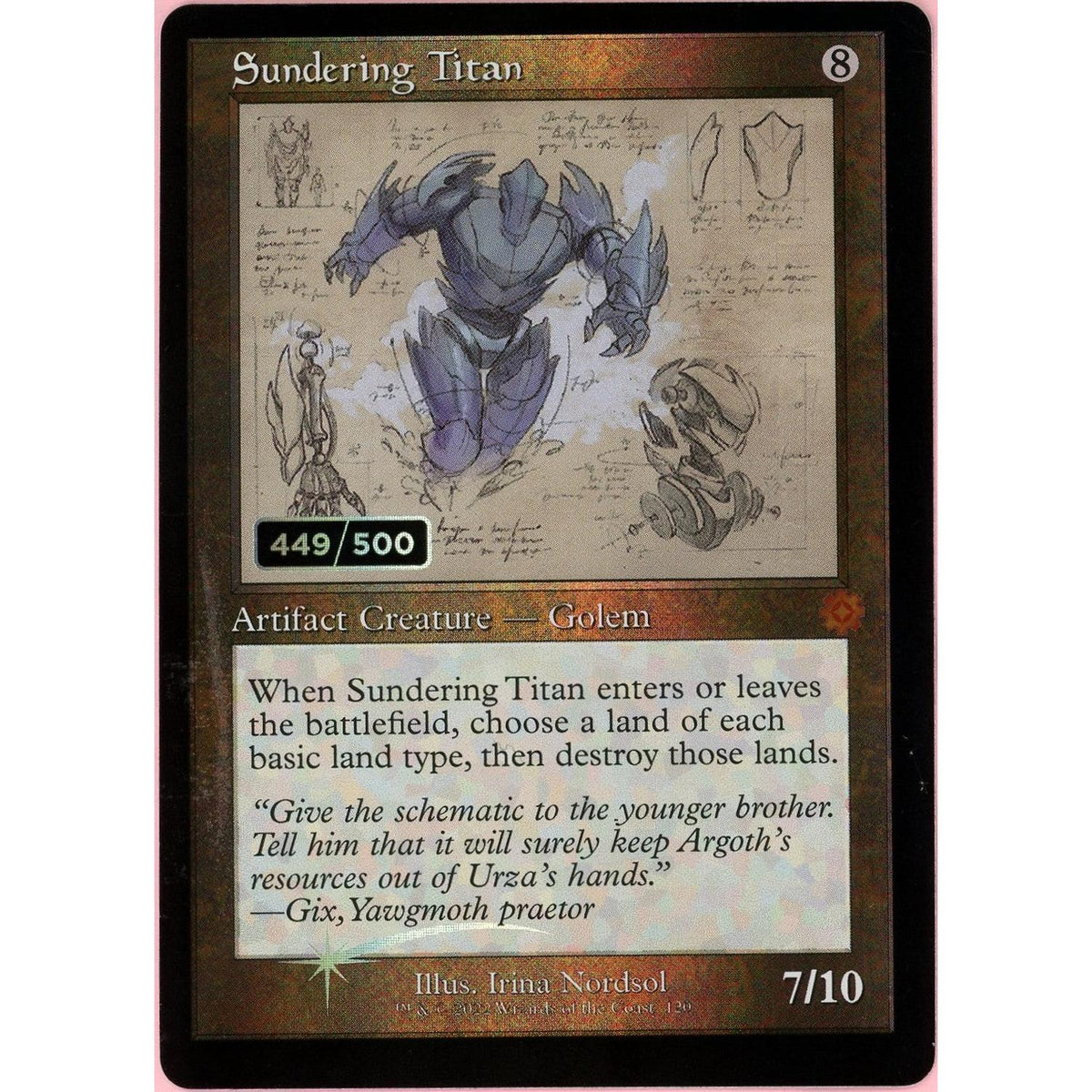 Magic The Gathering MTG Single: Sundering Titan Serialized 449/500 Brother'S War Retro Artifacts NM
