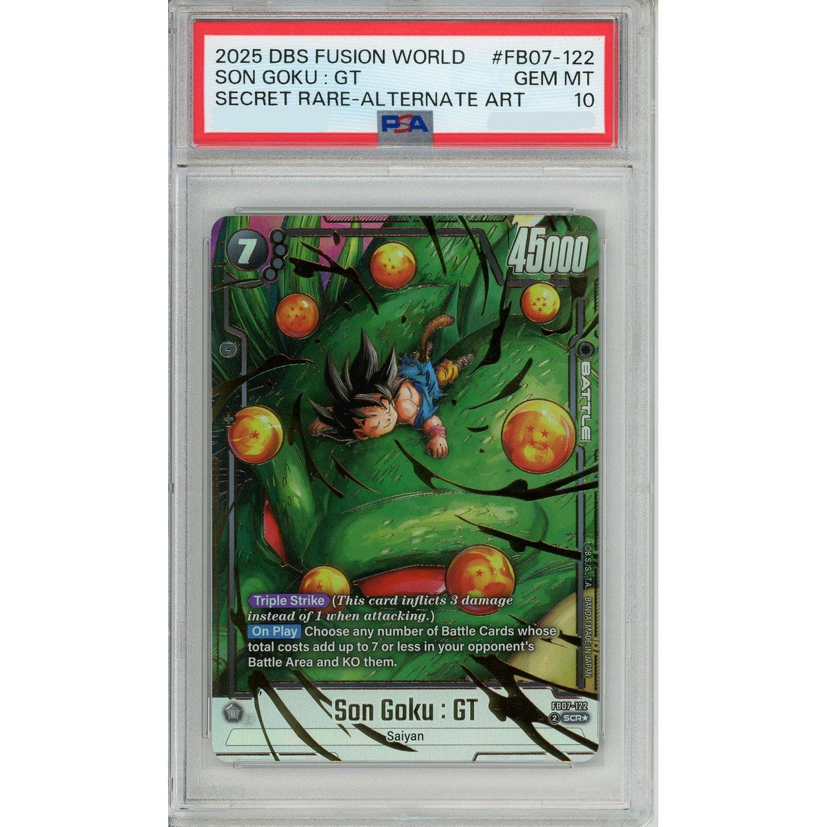 Dragon Ball Dragonball Graded: Son Goku #Fb07-122 Fusion World (2025) Secret Rare Alt Art PSA 10