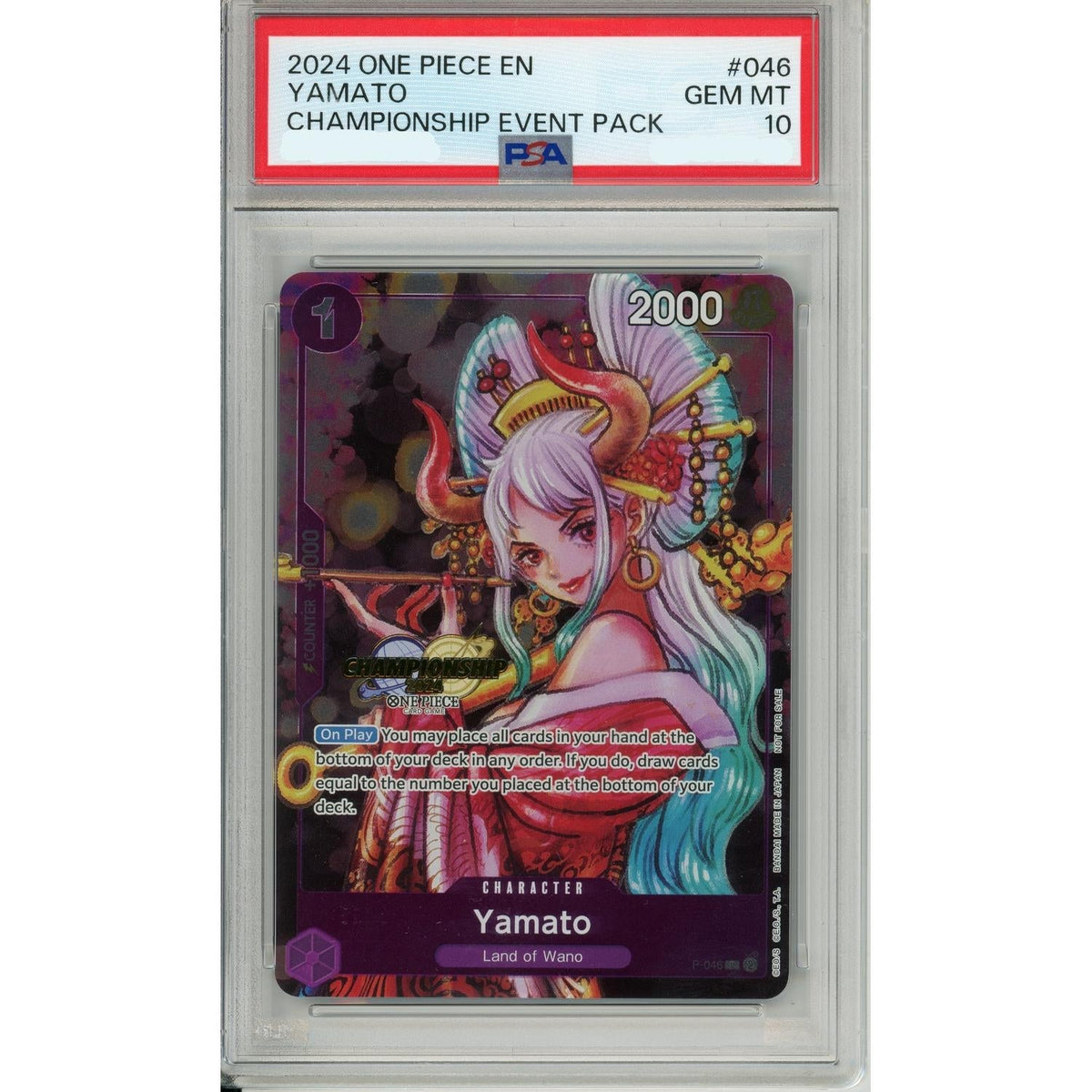 Pokémon One Piece Graded: Yamato P-046 Championship Event Pack (2024) PSA 10