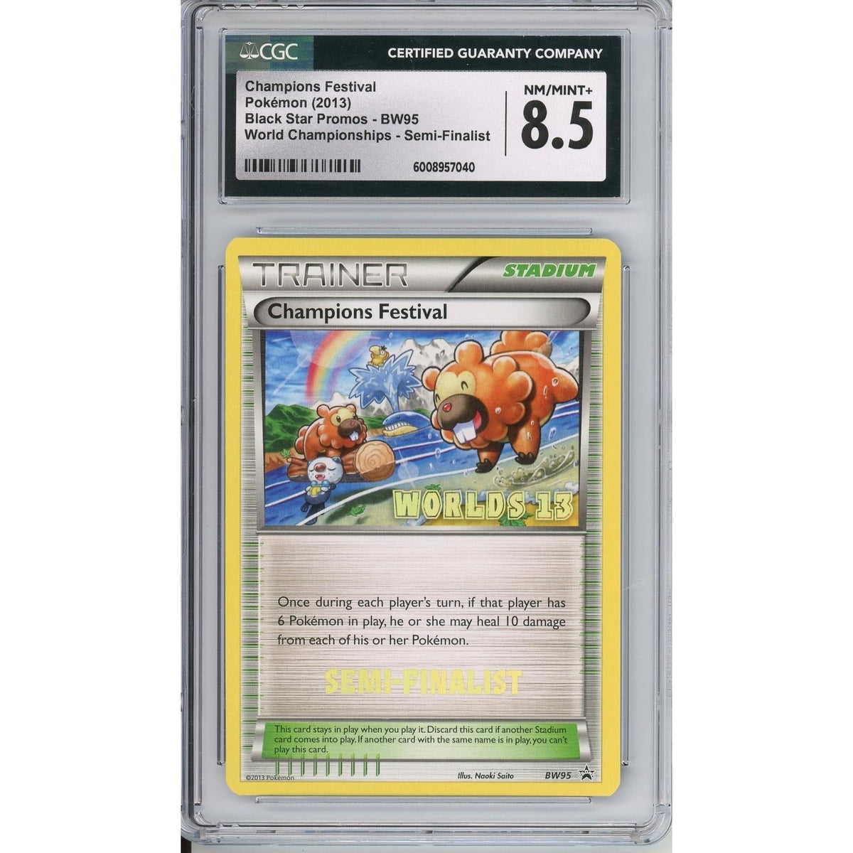 Pokémon Pokemon Graded: Champions Festival #Bw95 Black Star Promo World Championships 2013 Semi-Finalists CGC 8.5