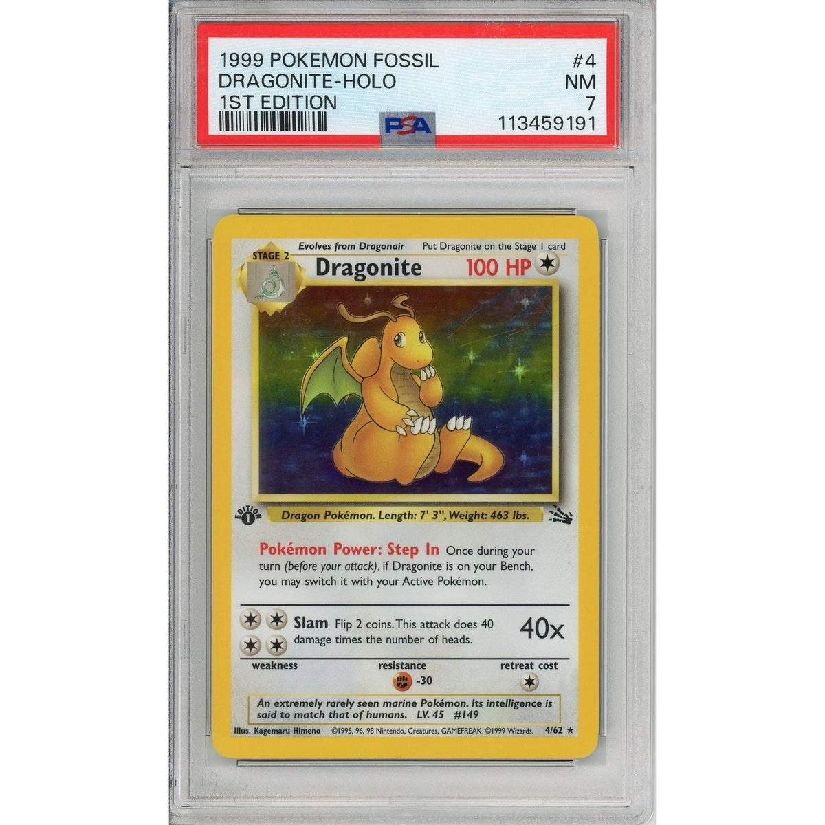 Pokémon Pokemon Graded: Dragonite 1st Edition PSA 7