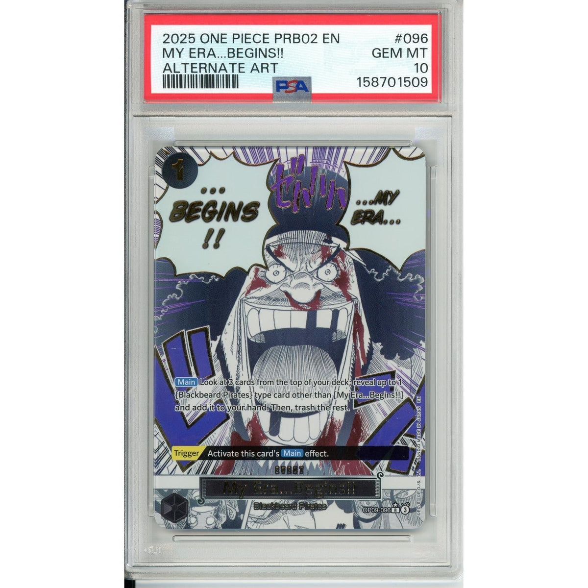 One Piece TCG One Piece Graded: My Era...Begins!! Op09-096 Alternate Art PSA 10