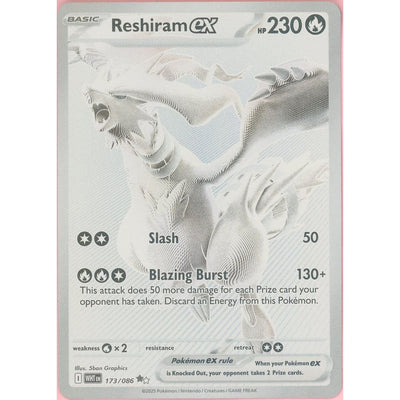 Pokémon Pokemon Single: Reshiram EX 173/086 White Flare (2025) Holo Monochrome NM
