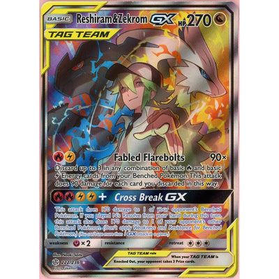 Pokémon Pokemon Single: Reshiram & Zekrom GX 222/236 Cosmic Eclipse (2019) Full Art NM